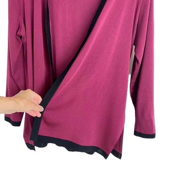 Exclusively Misook Size Large Sweater Cardigan Slinky Knit Raspberry Pink Topper - Picture 7 of 10